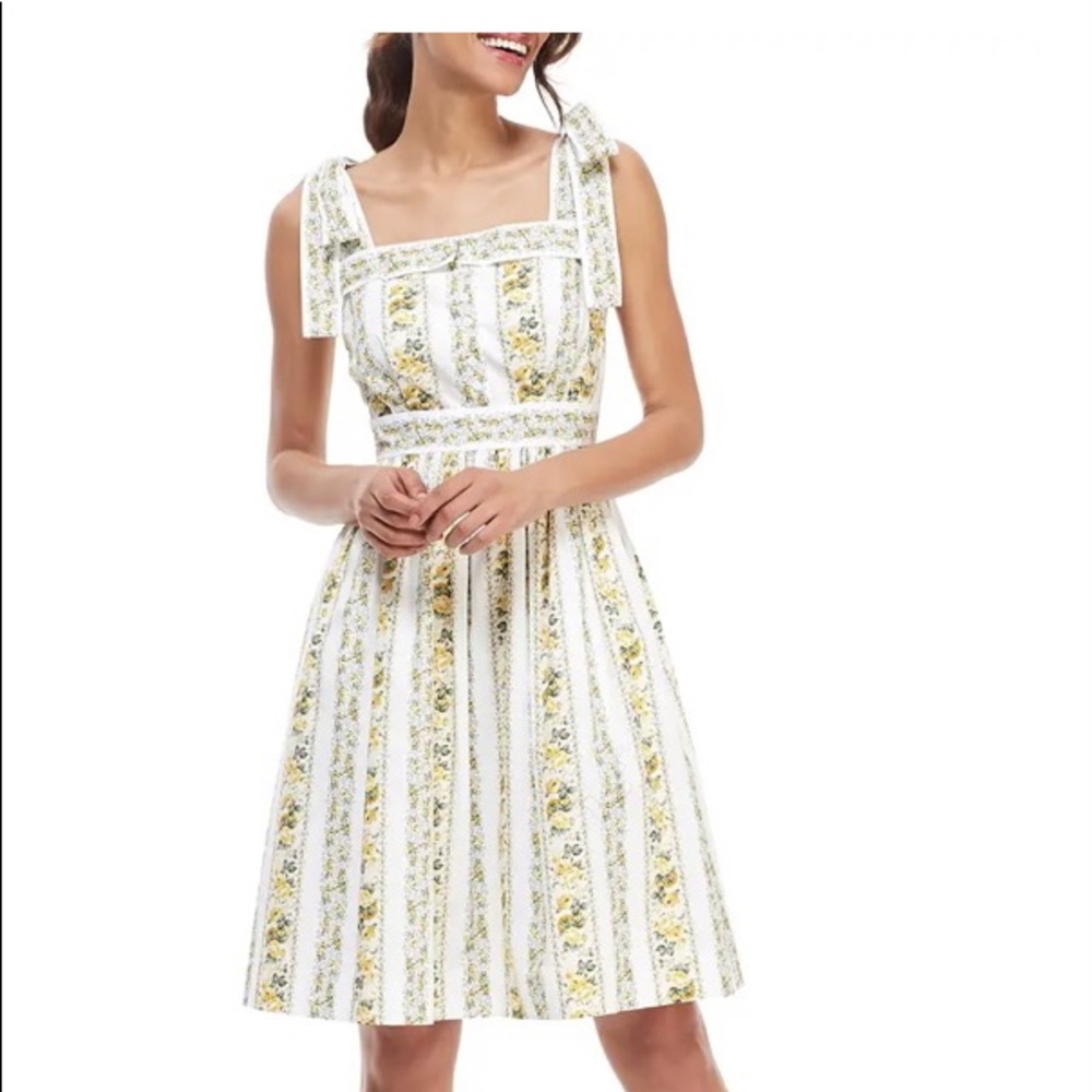 Gal Meets Glam Arina Floral Stripe Dress - Yellow